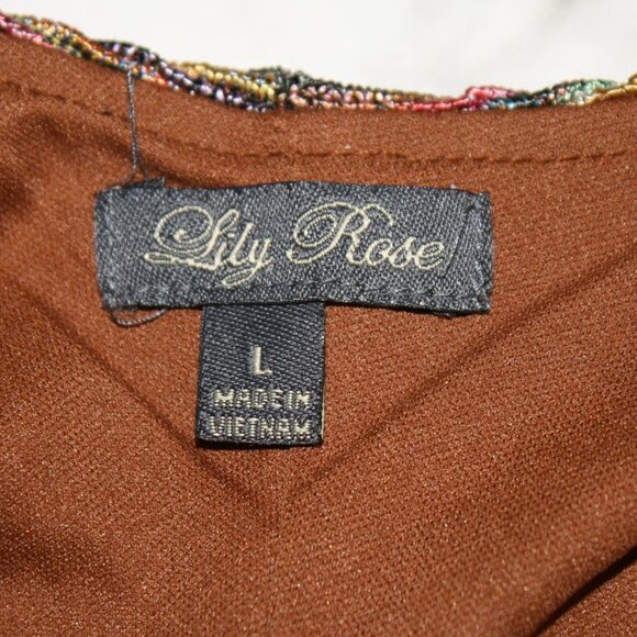 LILY ROSE Dress Knit Striped Body Con Form Fitting Rainbow Colorful Stretch LG - Picture 5 of 12